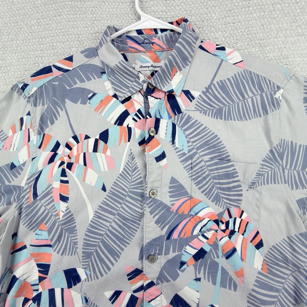 Tommy Bahama Deco Palms Camp Shirt Mens XL Floral Hawaiian S/S Silk Blend